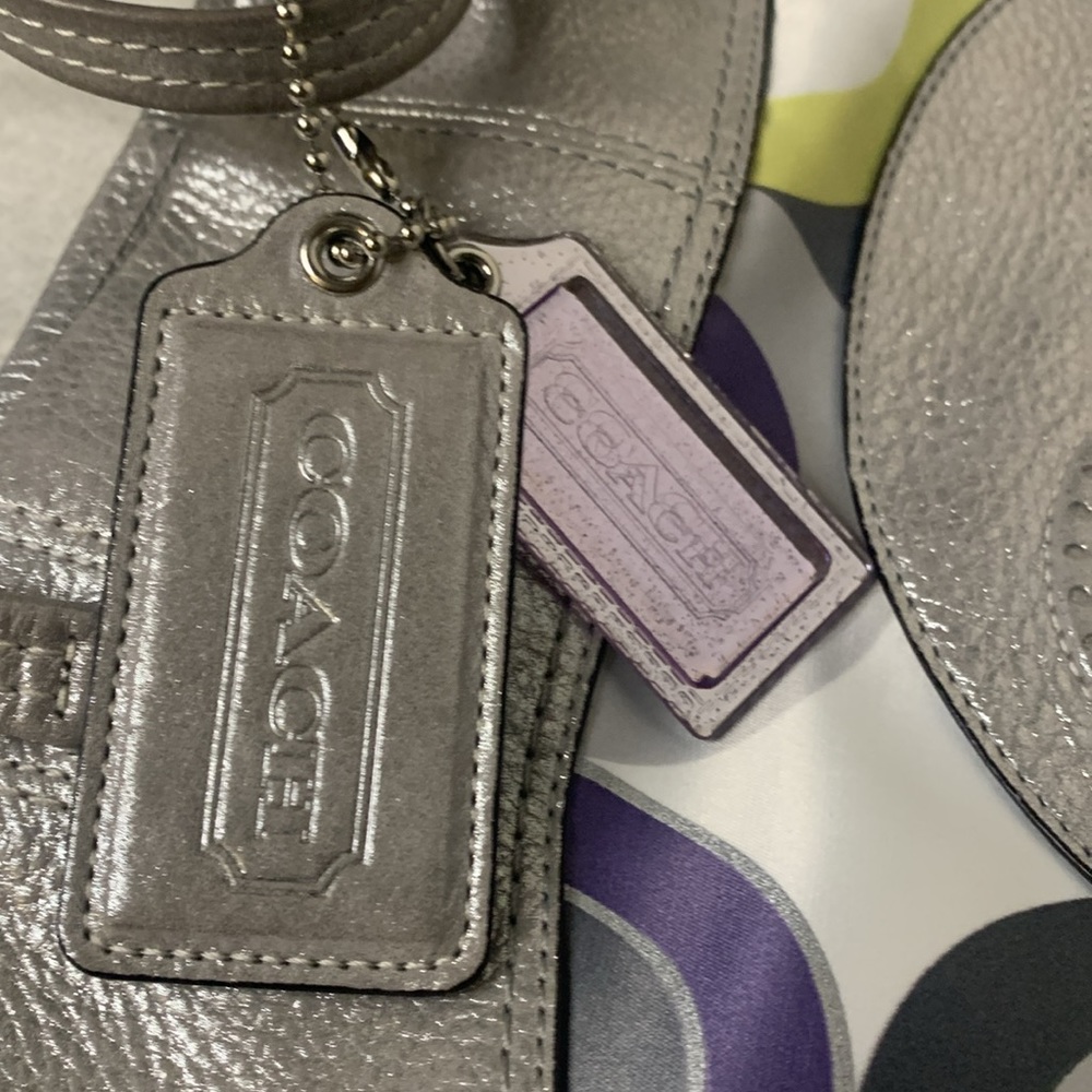 Coach silver with colorful design handbag with purple interior and creed - Picture 6 of 7